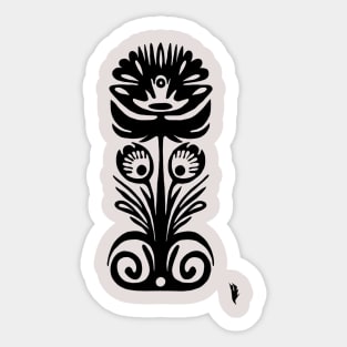 Folk flower , black Sticker